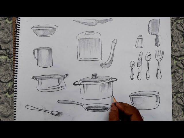 How to Draw Kitchen Utensils Step by Step