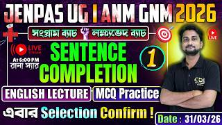 Sentence Completion 1 | ANM GNM English Class 2026 JENPAS UG 2026 English For Competitive Exams CDA