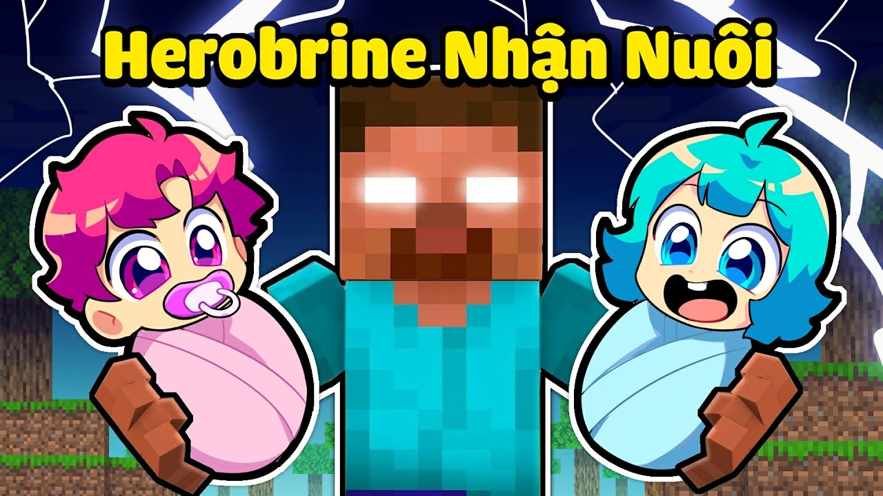 Em Bé Hiha và Yummie Được HEROBRINE NHẬN NUÔI trong Minecraft 😱😖