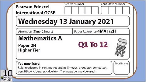 Edexcel IGCSE 4MA1/2H/Jan/2021-1