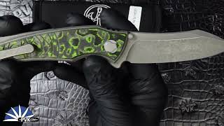 Hawk Knives Talon Stonewashed M390 Blade, Toxic Moss Camo Carbon Handle Scales