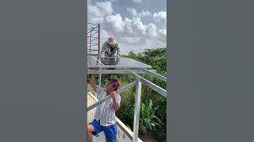 Lắp đặt các tấm pin năng lượng mặt trời trên sân thượng giảm tiền điệnvà che nắng #xuhuong #kmdsolar