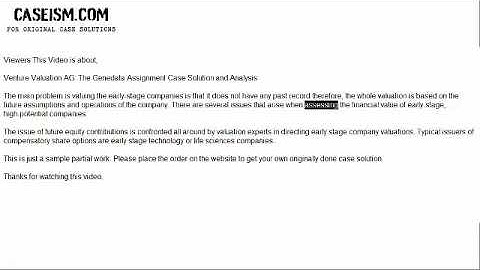 Venture Valuation AG: The Genedata Assignment Case Solution & Analysis- Caseism.com