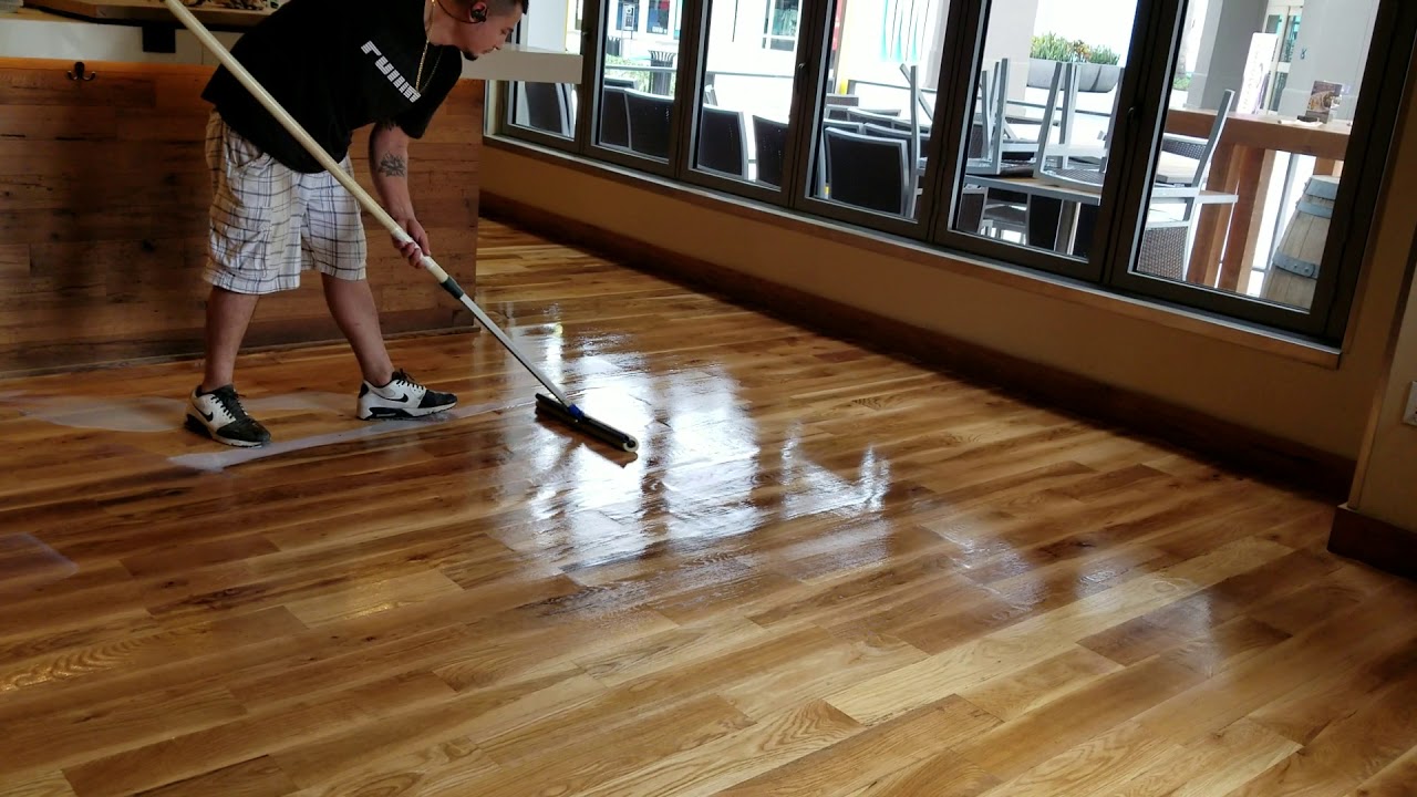 Applying Waterborne Bona Traffic Hd Finish On 5 Wide 2 White