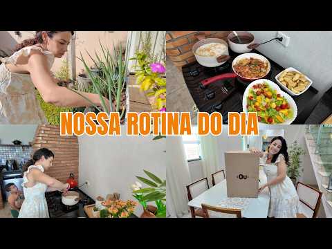 CUIDANDO DO LAR, ALMOÇO DO DIA A DIA, COLHI CEBOLINHAS, OLHA O QUE RECEBI