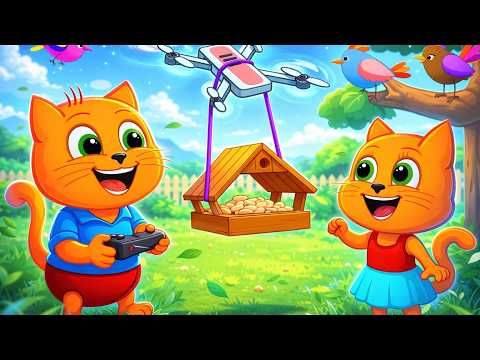 बिल्लियां परिवार - उड़ने वाला कमाल का आविष्कार | बच्चों के कार्टून 4K