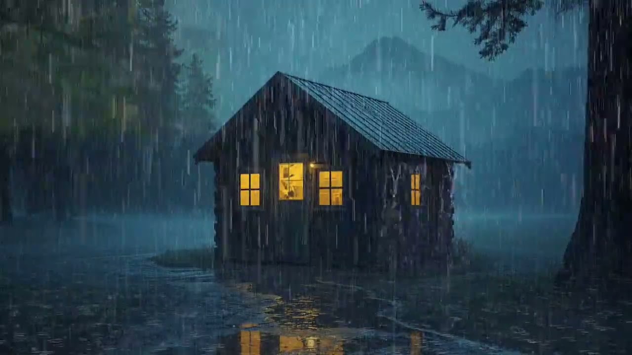 Heavy Rain on Cabin Windows – Sleep Fast Tonight