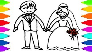 Wedding Bride And Groom Coloring Book How To Draw Set For Wedding Colours For Kids