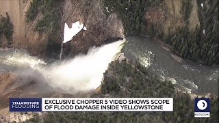 A birdseye view of Yellowstone flooding damage