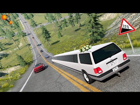 Видео: СВАДЬБА БЕЗ ТОРМОЗОВ! ЛИМУЗИН НА КРУТОМ СПУСКЕ | BeamNG.drive