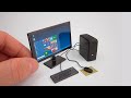 DIY Realistic Miniature Desktop PC with LED Widescreen Monitor  | DollHouse | No Polymer Clay!