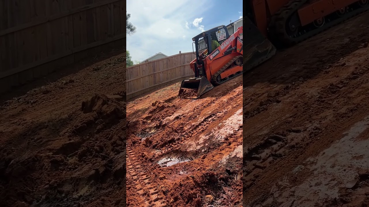 Manitou Skid Steer Grading Slope.  Home Depot Rental