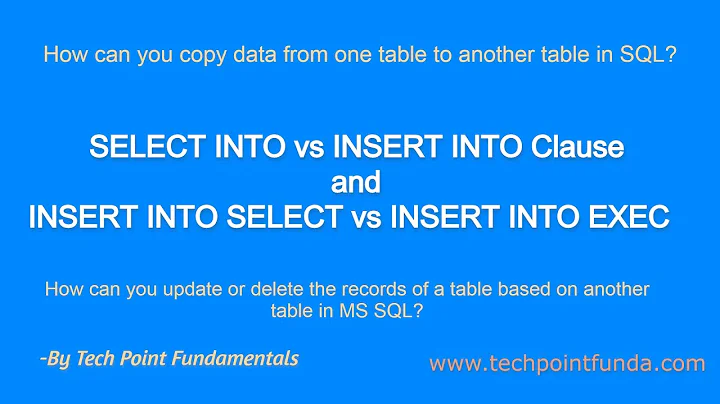 Difference between INSERT INTO and SELECT INTO Clause | INSERT INTO SELECT vs INSERT INTO EXEC | SQL