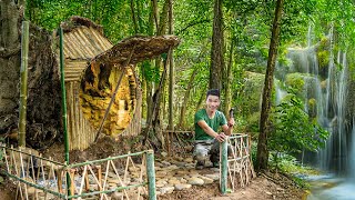 Building a Cozy Shelter Under a Giant Tree Stump by the River | Tuan Bushcrafts