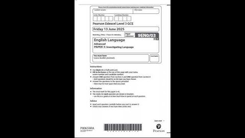PEARSON EDEXCEL A LEVEL ENGLISH LANGUAGE PAPER 3 QUESTION PAPER 2025 (9EN0/03)