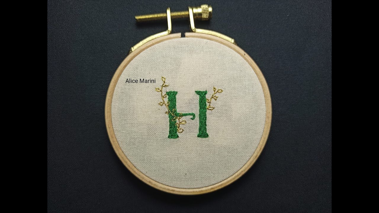 Hand Embroidery Letter H Gold Metallic Thread YouTube
