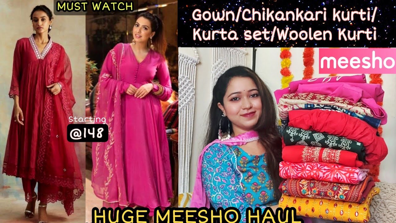 😍Meesho Huge Winter Wear Haul Under Rs.699 🥰Kurtis/kurta Sets /Unstiched  woolen Dress material Haul - YouTube