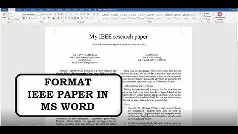 How to Prepare a Research Paper for Publication in MS Word (using IEEE template) #researchpapers