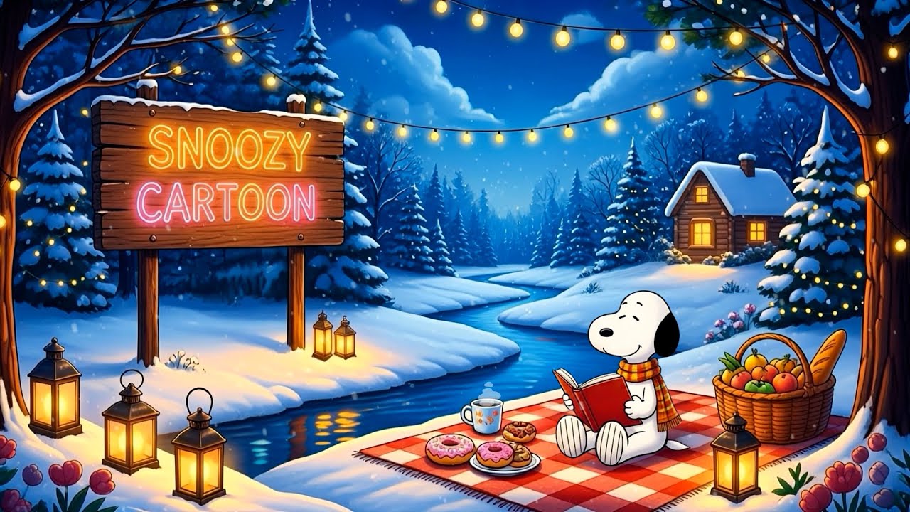 Snoopy's Snowy Forest Evening ☕Soft Lofi Beats Moments ❄️ Calm Lofi Vibes to Unwind