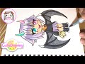 Practicing drawing with Copic 5: Gachalife character: Bat Girl for Halloween