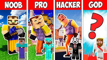 Minecraft NOOB vs PRO vs HACKER vs GOD : HELLO NEIGHBOUR CHALLENGE in Minecraft Animation
