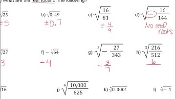 Algebra II 6.1 Roots and Radical Expressions