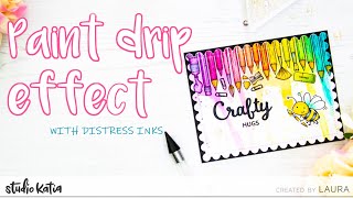 Rainbow Distress Ink Paint Drip Effect