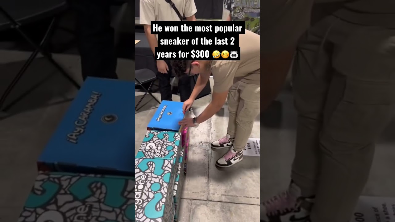 He won the most popular sneaker of the last 2 years with this $300 mystery box at SneakerCon 🥴🤣