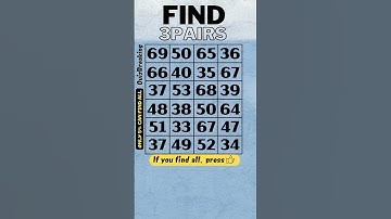 Find 3 pairs (S68) find 3 numbers that come out twice, prevent alzheimer, dementia test,number quiz