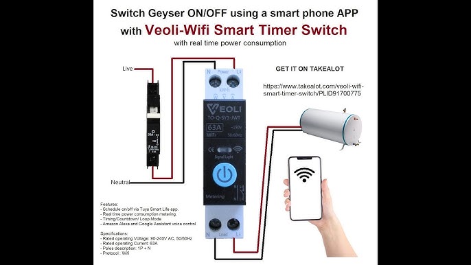 TO-Q-SY2-JWT Switch Smart WiFi su guida Din con funzione di misurazione del  tempo - TONGOU Electrical