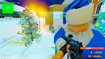Counter Strike Source Zombie Escape mod online gameplay on Rooftop Runaway Xmas map