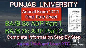 BA/B.Sc ADP Part 1& 2 EXAM DATE SHEET Punjab University 2021| Supply exam 2021 Data sheet Practical