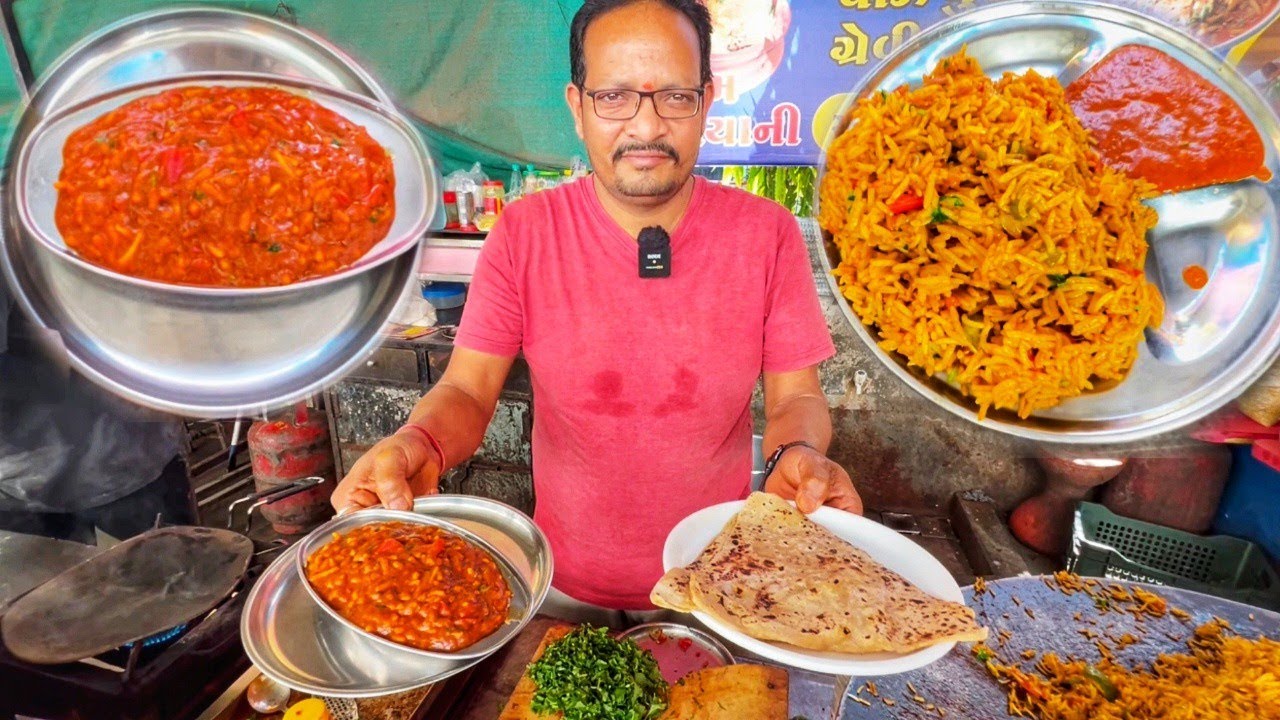 Punjabi Tadka Shev Tomato Sabjee with Triangle Shape Parota | Street ...