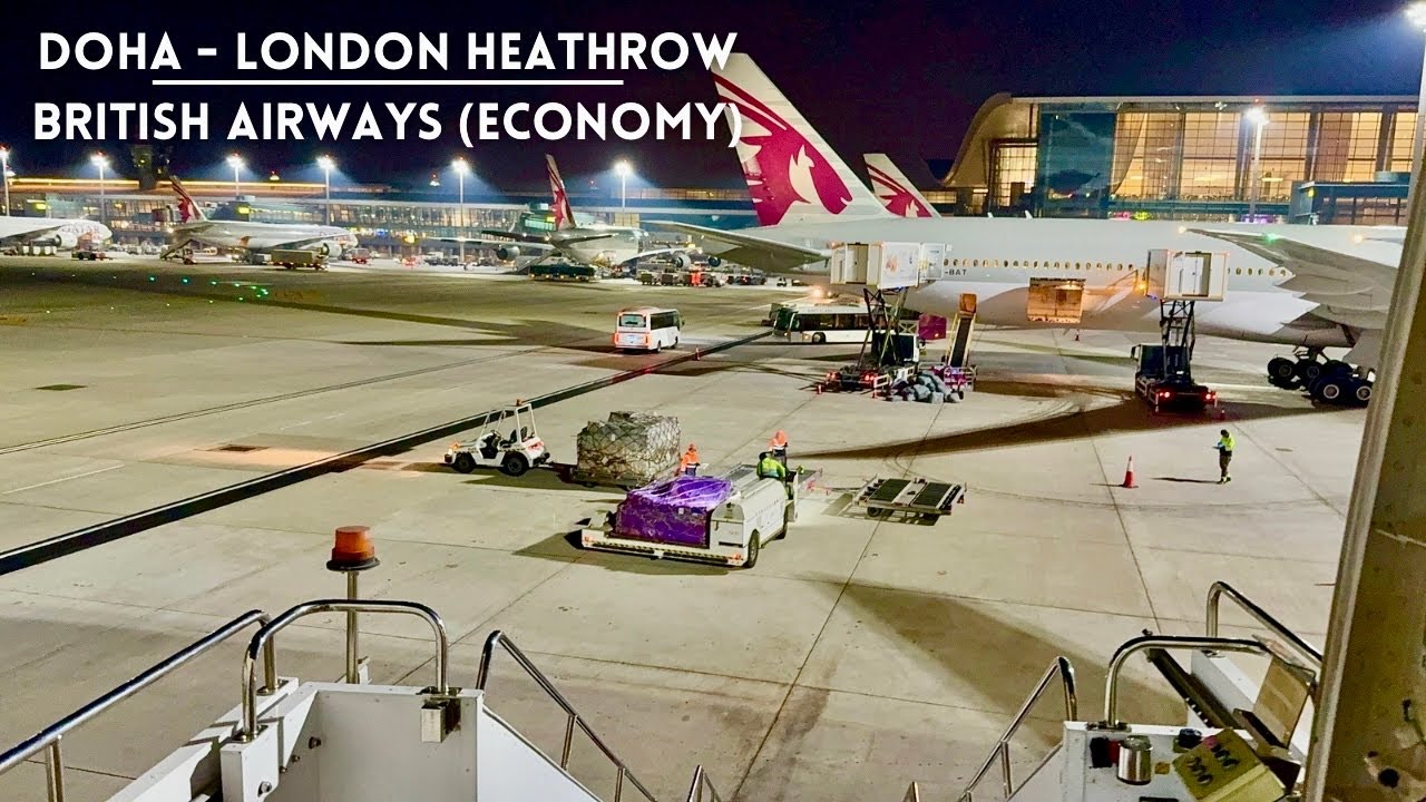 British Airways 777-200 Economy NIGHT FLIGHT | Doha to London Heathrow
