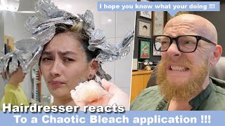 Hairdresser reacts to a CHAOTIC BLEACH Application !!! #hair #beauty