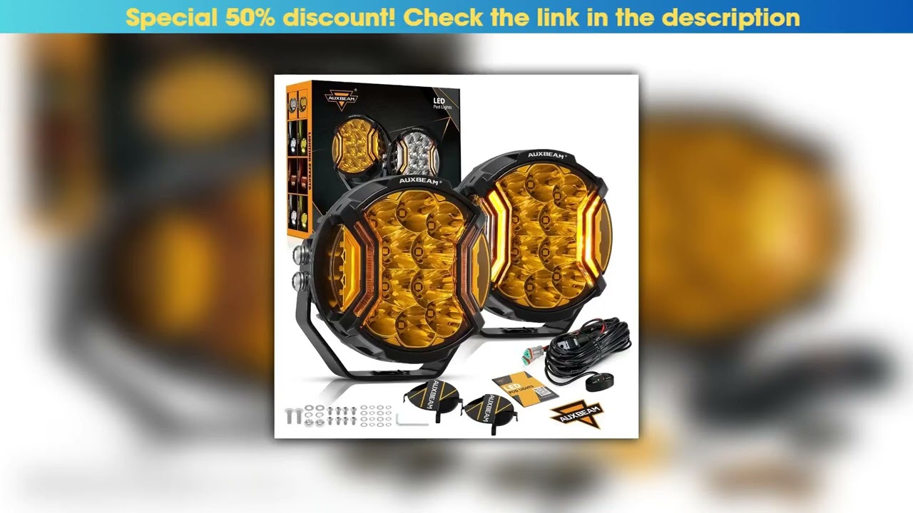 Flash Sale AUXBEAM LED Driving Lights 3/5/7inch Spot Flood Combo Work Light Pod Amber DRL with Wiri
