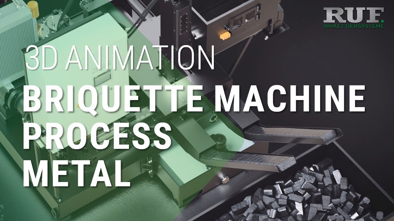 Metal briquetting machine from RUF | 3D visualization - How does briquette machine work
