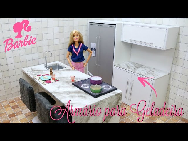 Mini Cozinha Boneca Barbie Completa Armario Geladeira Menina