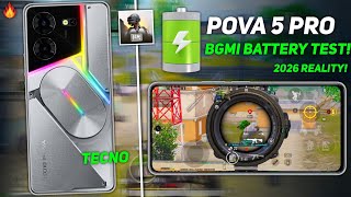 ⚪ Tecno Pova 5 Pro 2026 BGMI Battery Test: 100% to 0% Non-Stop Gaming! 🔋⚪