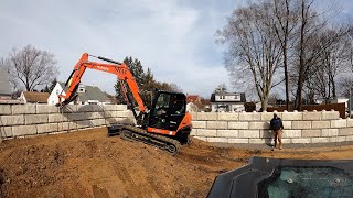 Freestanding Redi Rock retaining wall build