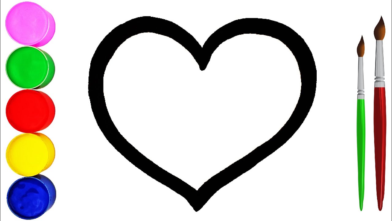 Glitter Heart Drawing and Coloring for Kids