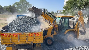 JCB 3DX Loading Jally Double Truck for New Railway Track in Thamirabarani River Bridge | jcb truck