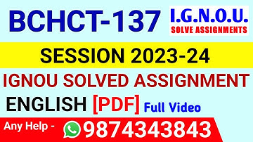 BCHCT 137 Solved Assignment 2023-24 English, BCHCT 137 Solved Assignment 23-24, BCHCT-137 Assignment