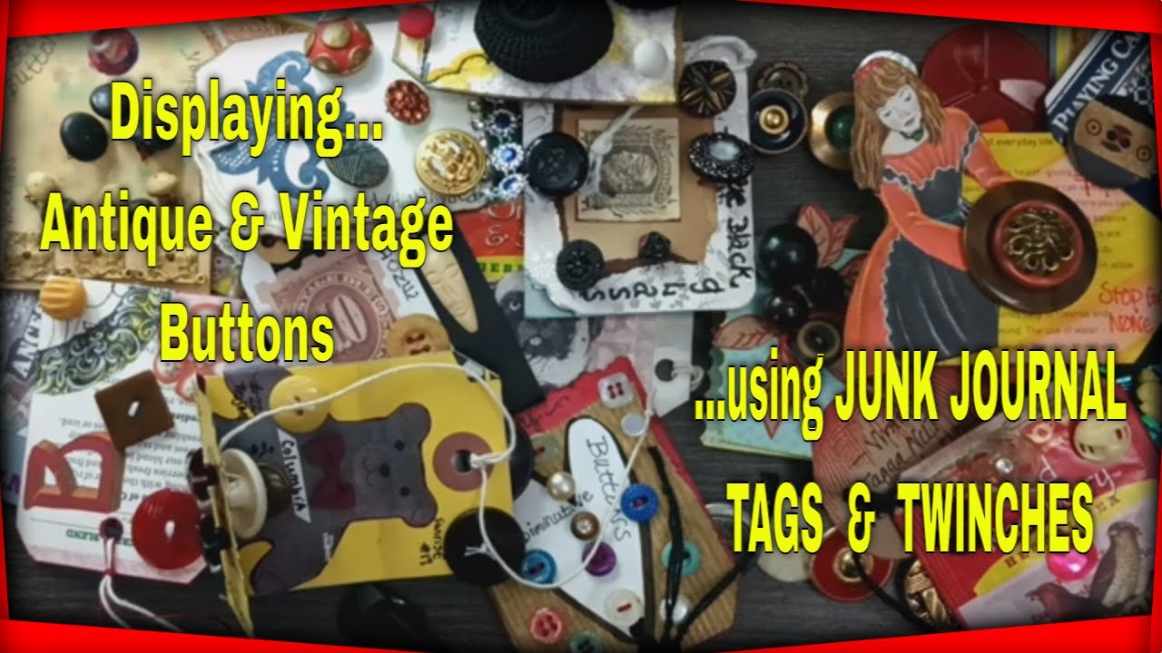 Antique Vintage Buttons Collection Sort Display Twinchies Unique Junk Journal Embellishment