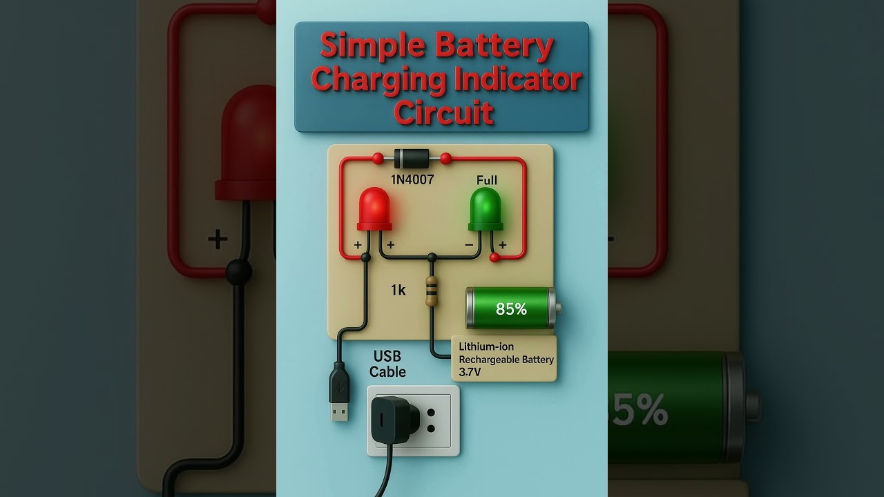 Simple 3.7V Battery Charging Indicator Circuit | DIY Li-ion Charger with LED Status ⚡🔋