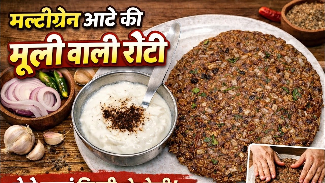 Ghar walon ki farmaish per multigrain aate se banai Maine Muli wali roti 😋