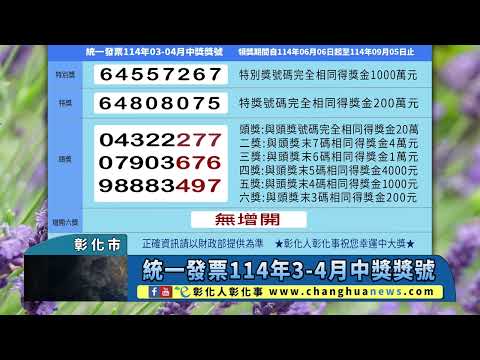 統一發票114年3-4月中獎獎號