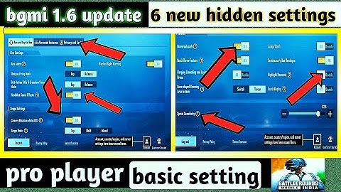 bgmi  1.6 update 6 new basic setting guide and pubg mobile pro basic setting