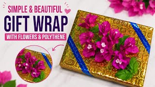 Gift wrapping, gift wrapping with polythene, polythene gift wrapping, flower gift wrap ,gift wrap