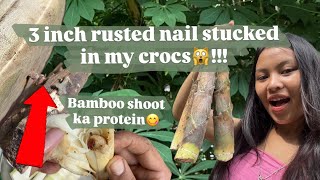 3 inch nail stucked in my crocs🙀 | Peeling Fresh Bamboo shoots 🎋 | Pineapple from my garden 🍍